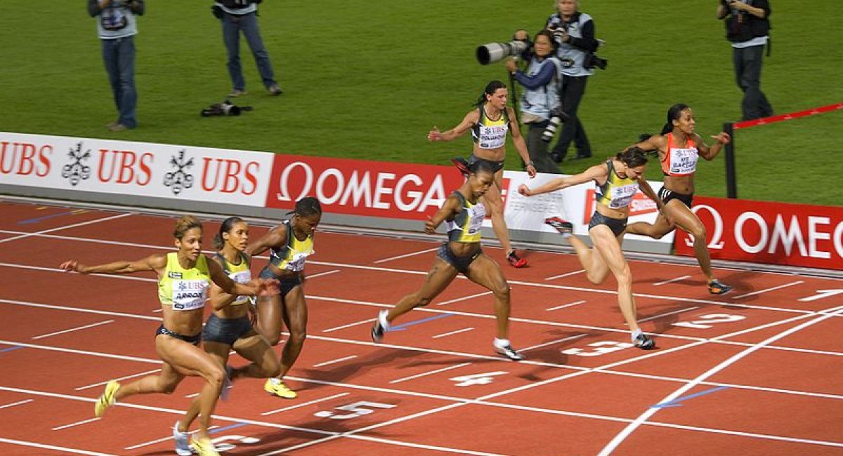 Finish strongly! finish line women's running race