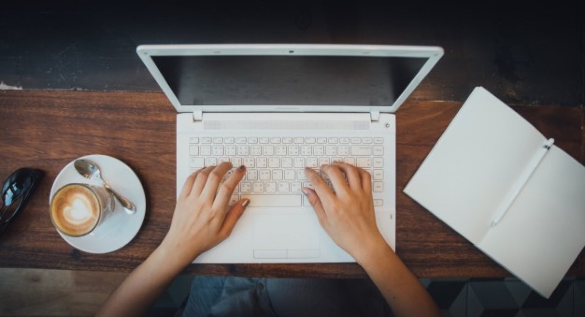 hands computer sitting person