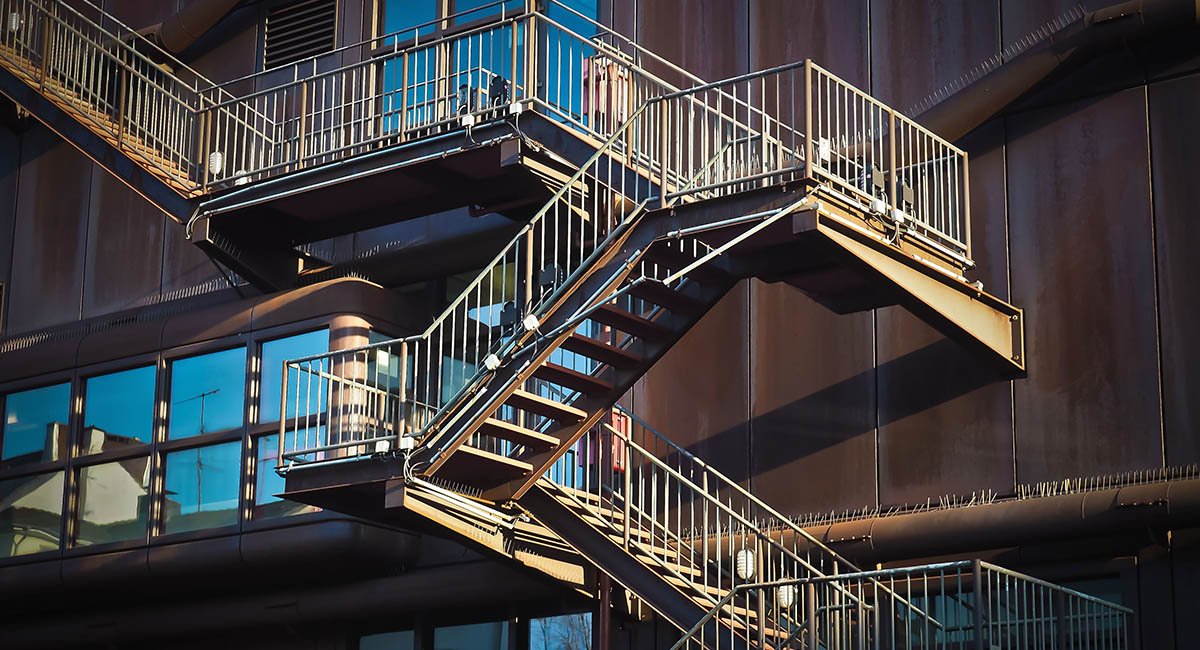 Use complex structures to get where you're going stairs on the side of a building