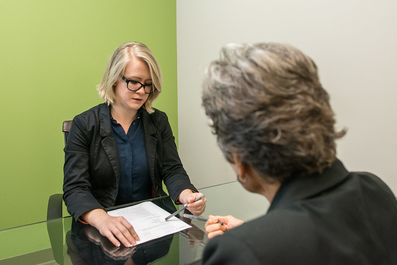 Young woman on a job interview with older woman