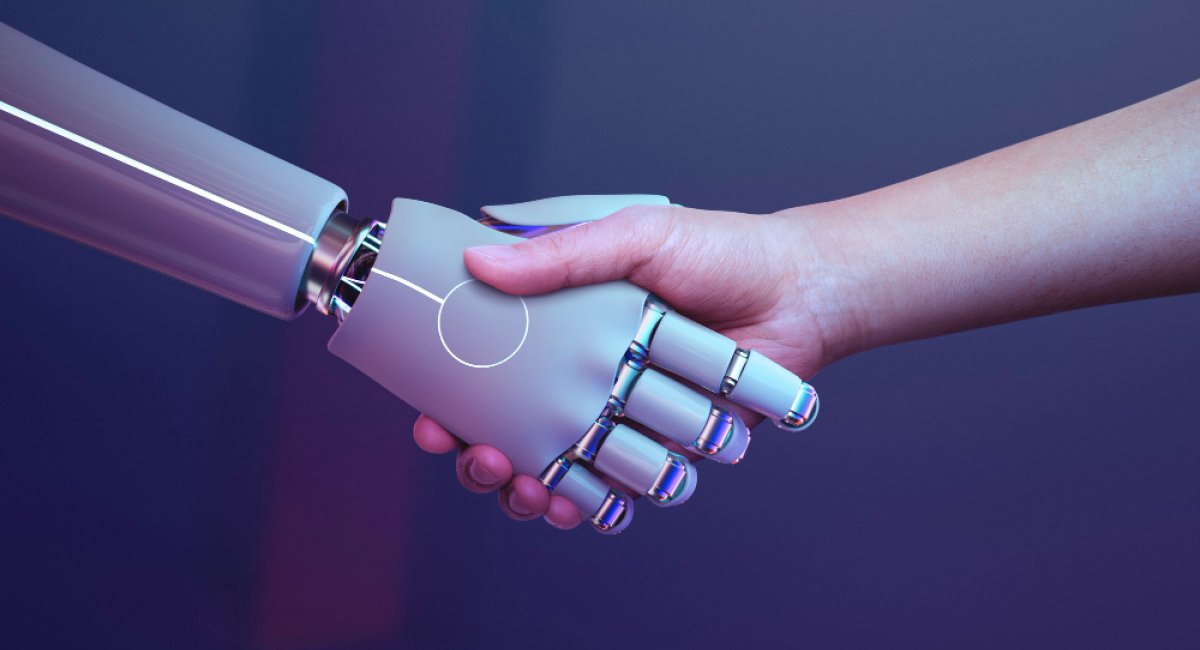 Robot handshake human background