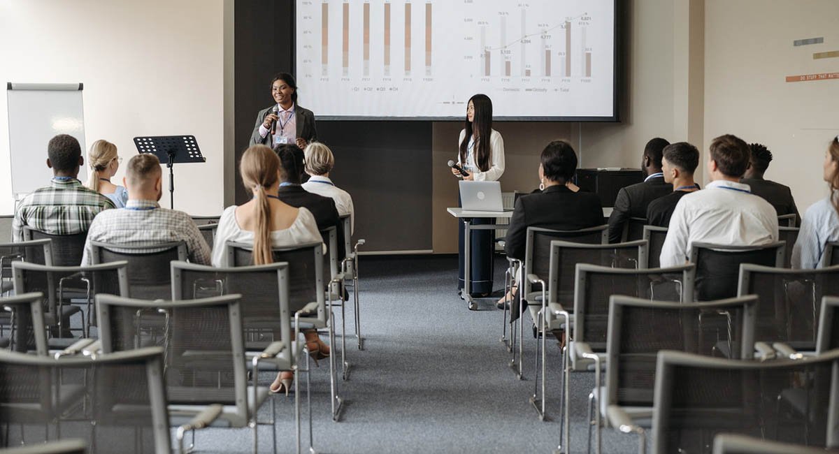 Women giving a presentation